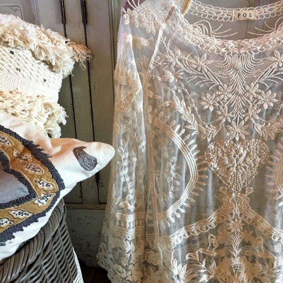 Bohemian Lace Crochet  Long Sleeve Festival Blouse - Picture 3 of 4